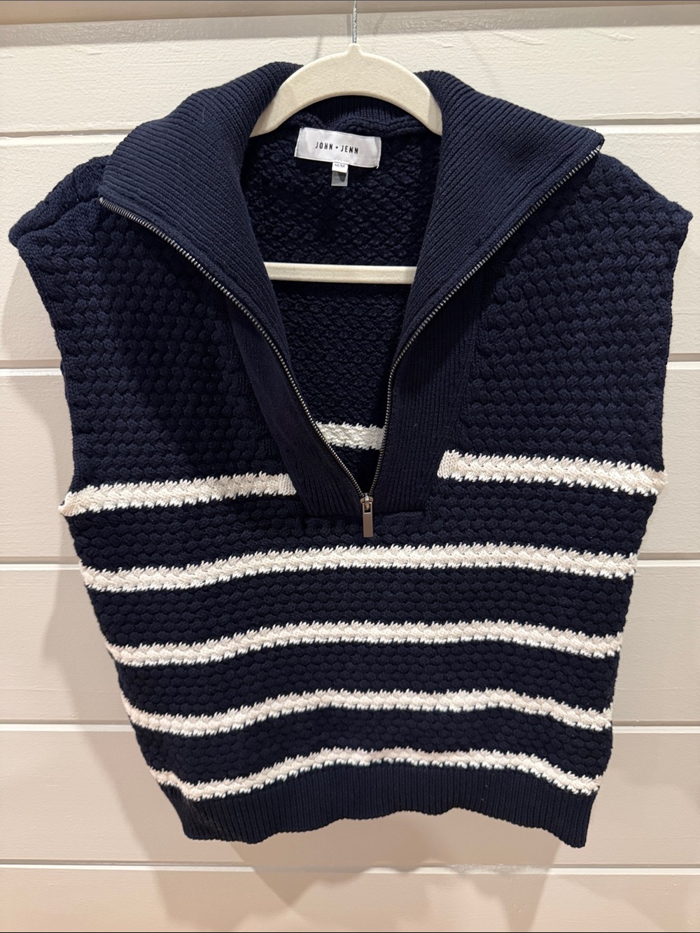 John + Jenn Navy 100% cotton Half-Zip Sweater tank top